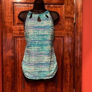 Striped Blue Women's Swim Top